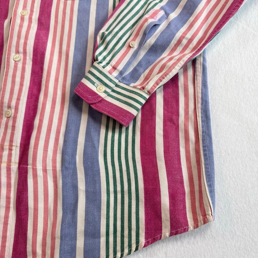 Vintage 90s I.N.C International Concepts Colorful Striped Button Up Shirt Medium - Picture 8 of 15